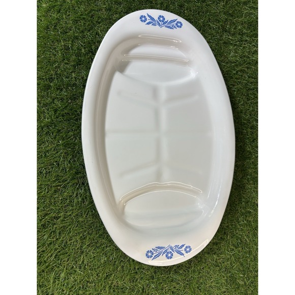 Corning Ware P-19 Platter Blue Cornflower 12.25" Vintage Serving Dish USA - Picture 1 of 3